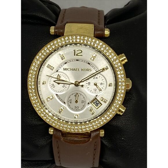 Michael Kors MK6119 Women's Brown Leather Analog White Dial Quartz Watch XX463 - Picture 2 of 12